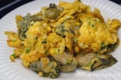 The recipe for stir frying oysters and eggs