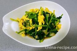 The recipe for stir fried eggs with spinach