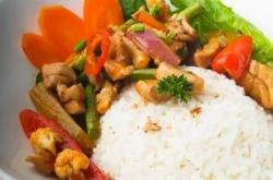 The recipe for chicken and vegetable stewed rice