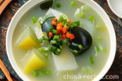 Century egg and Winter melon soup