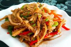 The method of stir frying beef tripe