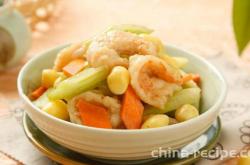 The recipe for celery, cashew nuts, and shrimp