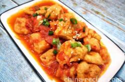 Braised Oily bean curd with Tomato Sauce