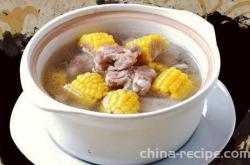 The recipe for pork ribs and corn soup