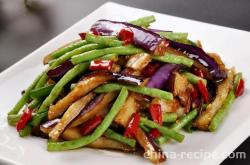 The method of cooking eggplant with green beans