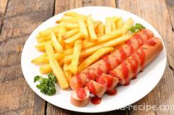 The recipe for French fries and sausages