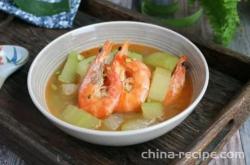 The method of braising shrimp with pulled melon