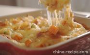 The recipe for baked rice with ham, winter melon, cheese