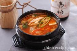 The recipe for Korean style kimchi spicy soup