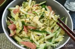 Method for making cold cucumber egg ham sausage