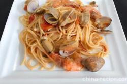 The recipe for seafood spaghetti