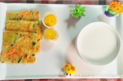 The recipe for egg, milk, and vegetable pancakes