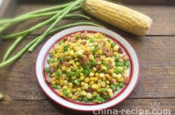 The method of burning corn kernels and potatoes with green beans