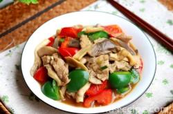 The method of stir frying pork with shiitake mushrooms