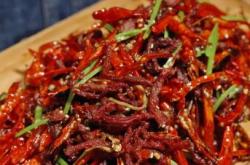 The method of stir frying shredded beef