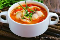 The recipe for tomato fish fillet soup