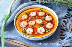 The recipe for shrimp and egg custard