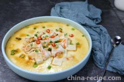 The recipe for steamed eggs with shrimp and tofu