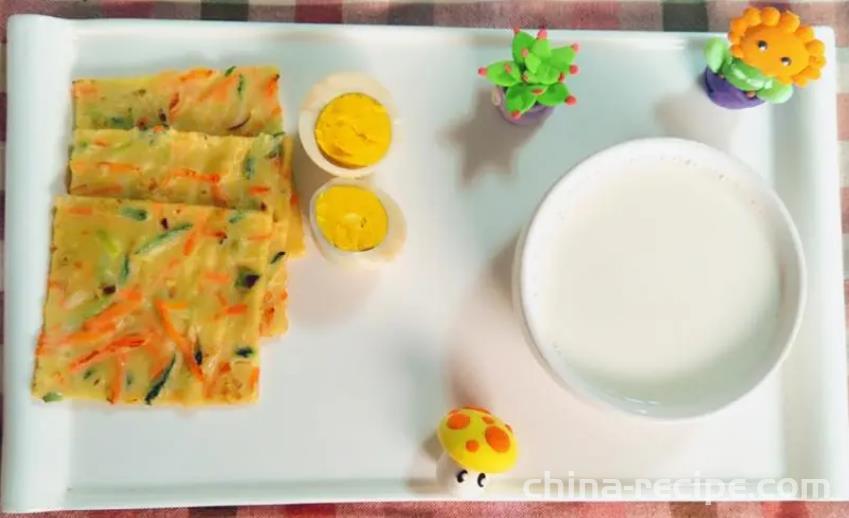 The recipe for egg, milk, and vegetable pancakes