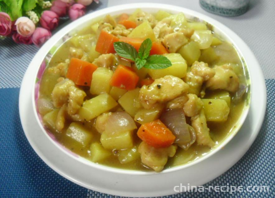 The recipe for curry potato and diced chicken