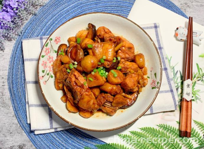 The recipe for roasted chicken with chestnuts