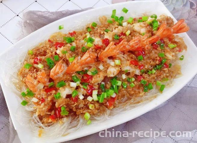 The recipe for garlic flavored open back vermicelli shrimp