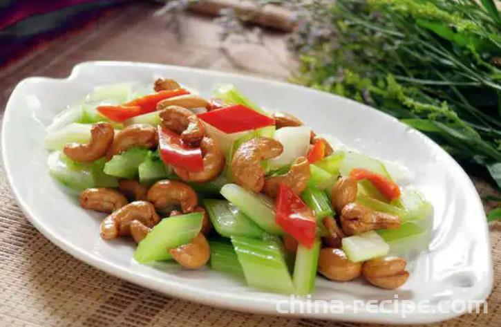 The method of stir frying celery and cashews