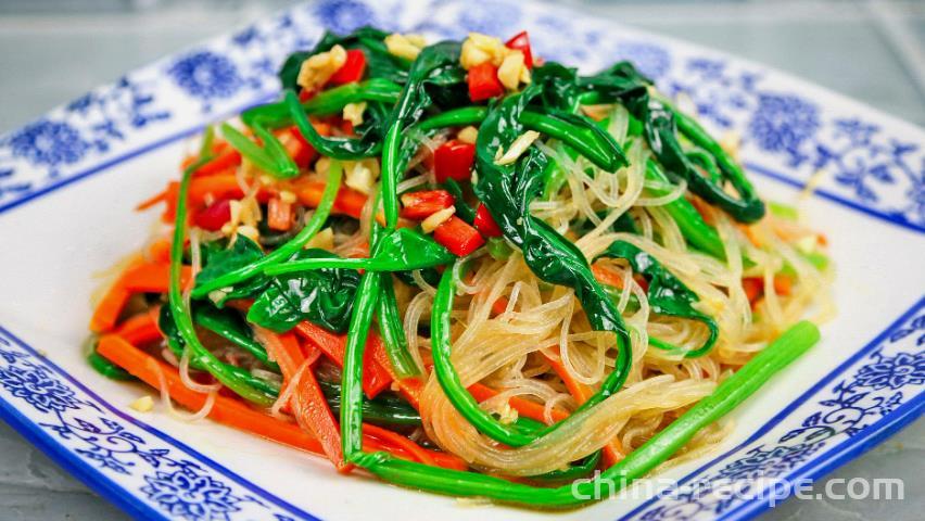 The recipe for mixing spinach with vermicelli