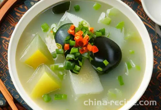 Century egg and Winter melon soup