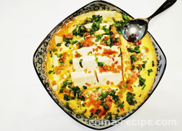 The recipe for tofu and egg soup