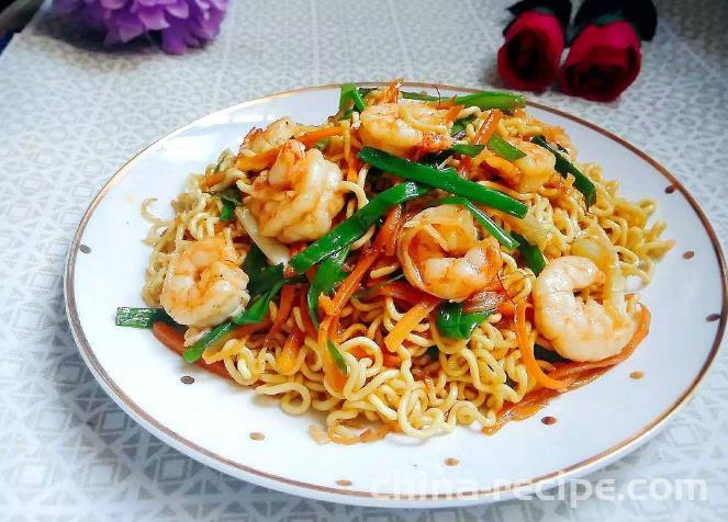 The recipe for stir fried shrimp noodles