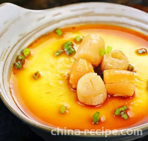 The recipe for steamed egg custard with dried scallops