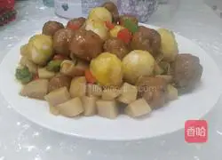 杏鲍菇炒肉丸与鹌鹑蛋的做法图解12