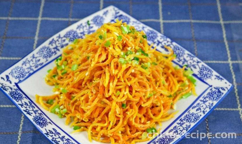 The method of steaming shredded carrots