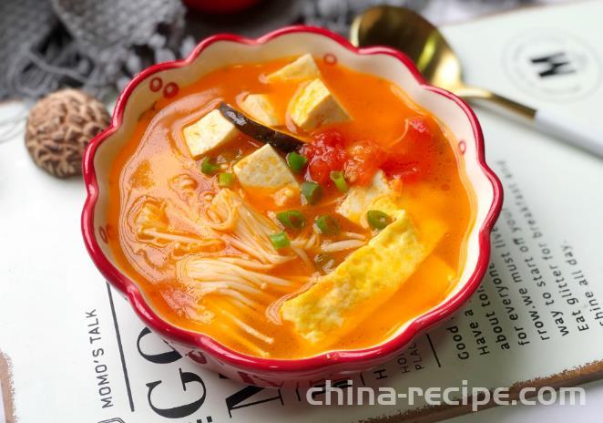 The recipe for low-fat tomato tofu soup