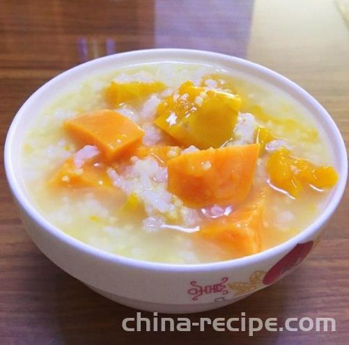 Practice of Chinese chestnut, pumpkin, sweet potato and millet porridge