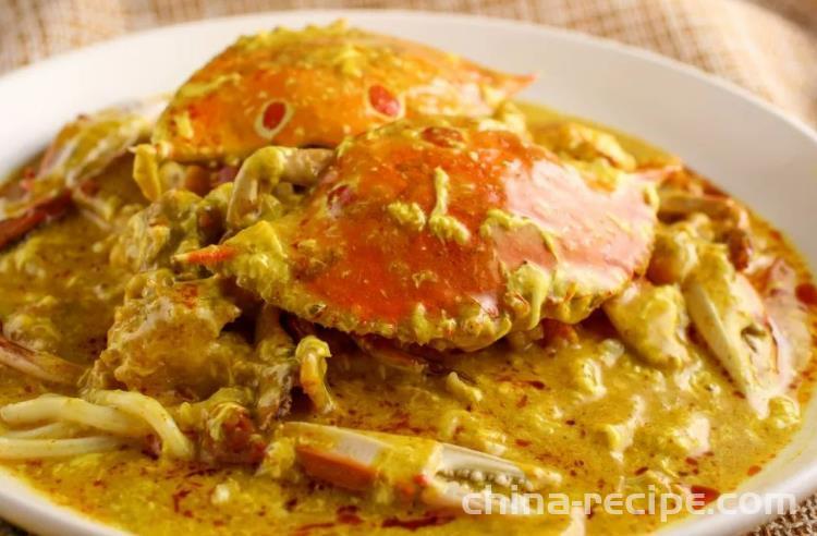 The recipe for Thai style curry crab