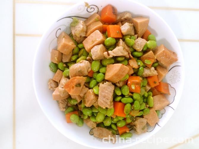 Method of frying dried tofu ham with green beans