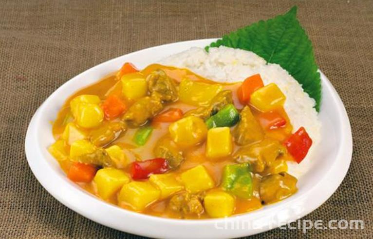 The recipe for potato chicken curry