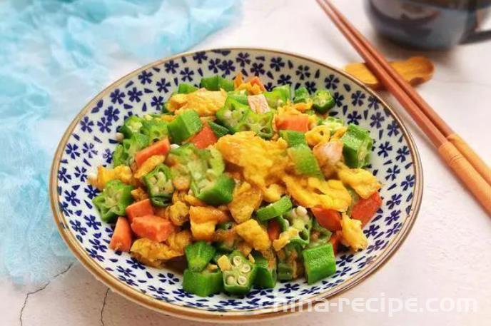 The recipe for stir fried okra eggs